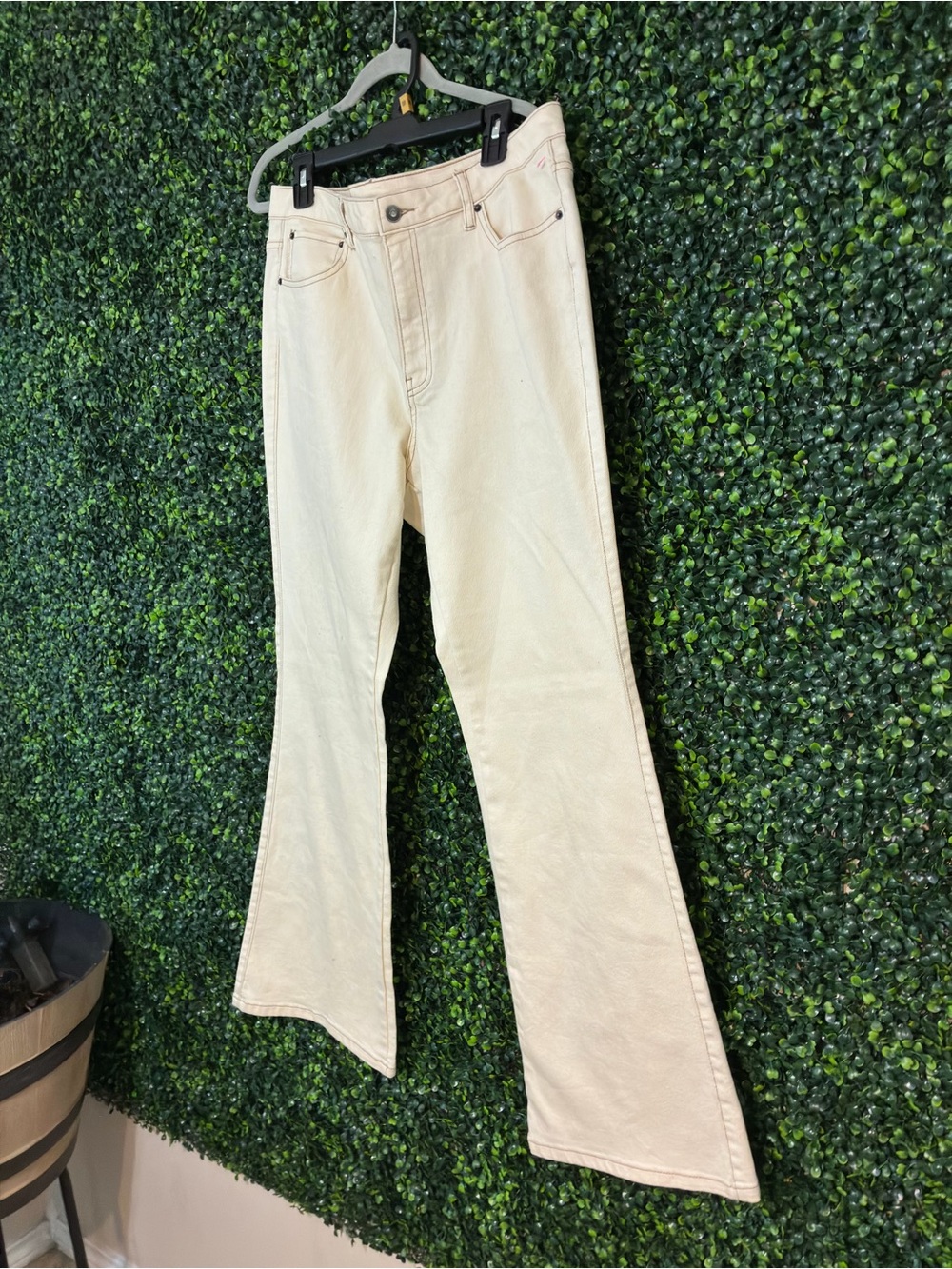 High-Rise Cream Flare Jeans for Women